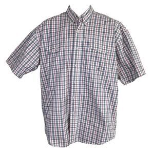 Roper Check Button Down Short Sleeve Shirt Size Large Cotton Red Blue White